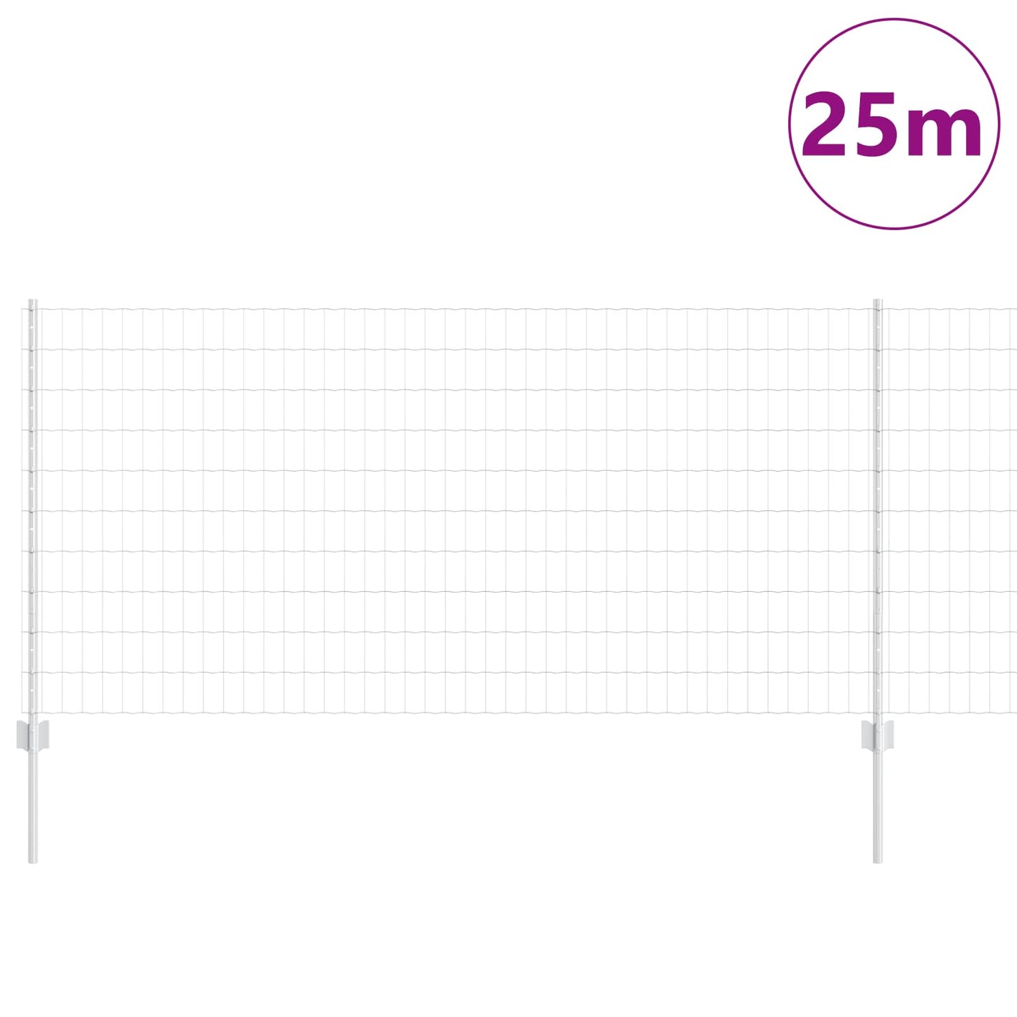 vidaXL Clôture avec poteaux Argenté 1 x 25 m Acier