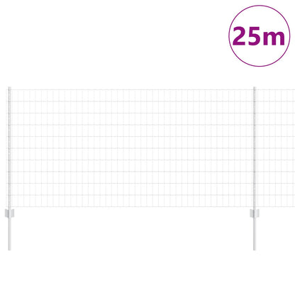 vidaXL Clôture avec poteaux Argenté 1 x 25 m Acier