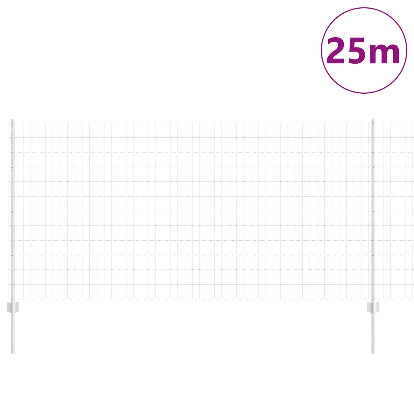 vidaXL Zaun mit Pfosten Silber 1,2 x 25 m Stahl