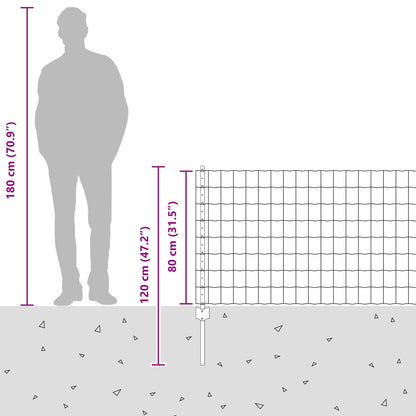 Zaun mit Pfosten Silber 0,8 x 25 m Stahl