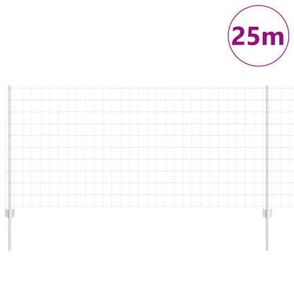 vidaXL Clôture avec poteaux Argenté 1 x 25 m Acier
