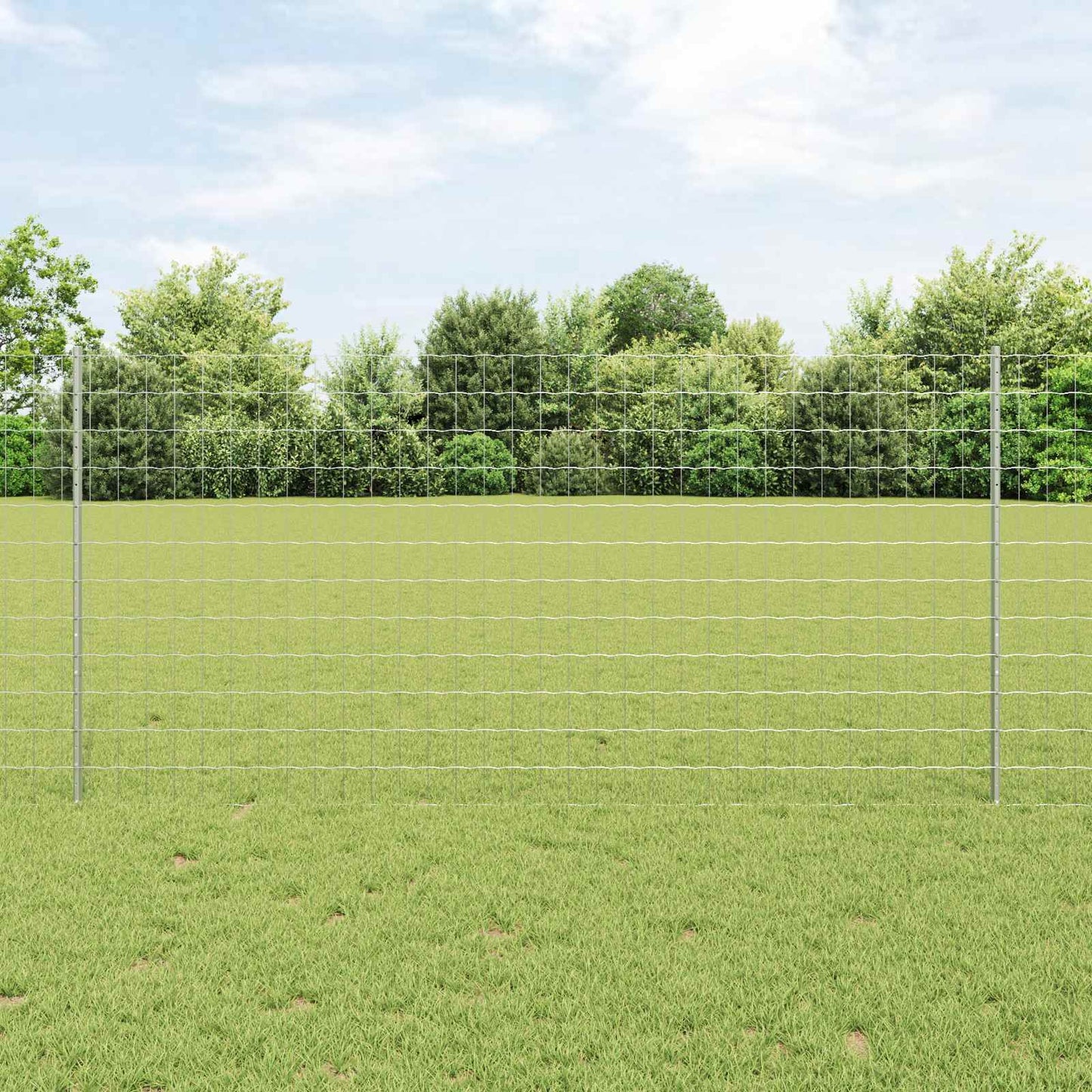 vidaXL Zaun mit Pfosten Silber 1,2 x 25 m Stahl