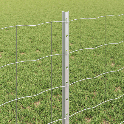 Zaun mit Pfosten Silber 0,6 x 25 m Stahl