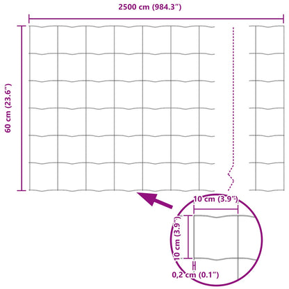 vidaXL Zaun mit Pfosten Silber 0,6 x 25 m Stahl