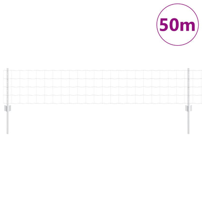 Zaun mit Pfosten Silber 0,4 x 50 m Stahl