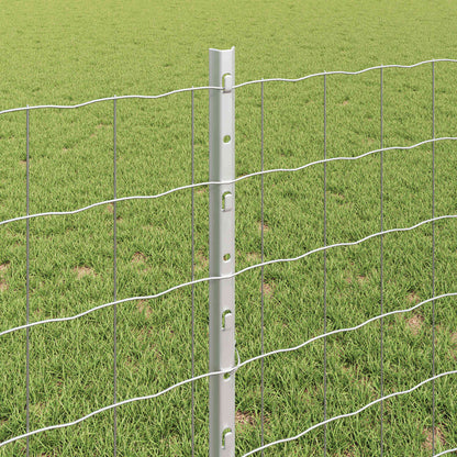 Zaun mit Pfosten Silber 0,8 x 10 m Stahl