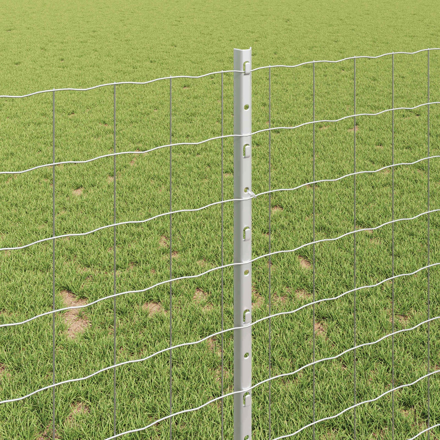 Zaun mit Pfosten Silber 1 x 10 m Stahl