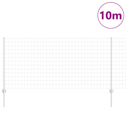 Zaun mit Pfosten Silber 1 x 10 m Stahl