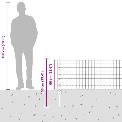 Zaun mit Pfosten Silber 0,6 x 25 m Stahl