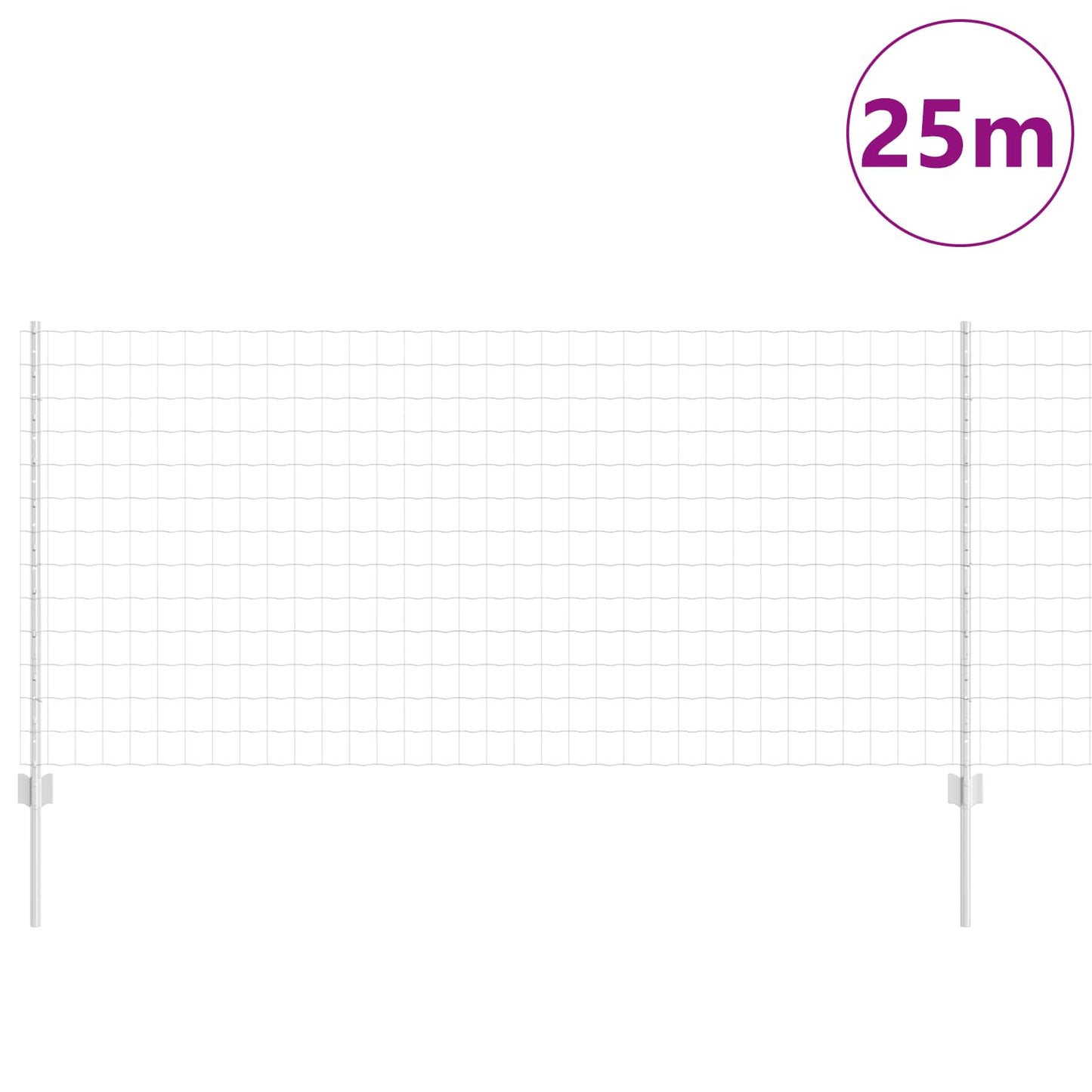 vidaXL Clôture avec poteaux Argenté 1 x 25 m Acier