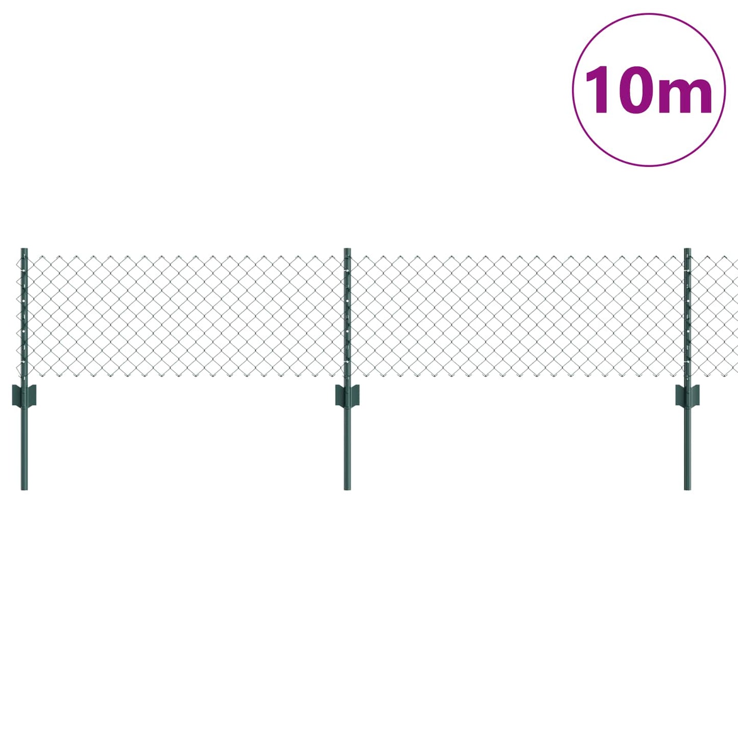 vidaXL Clôture avec poteaux vert 0,4 x 10 m acier et PVC