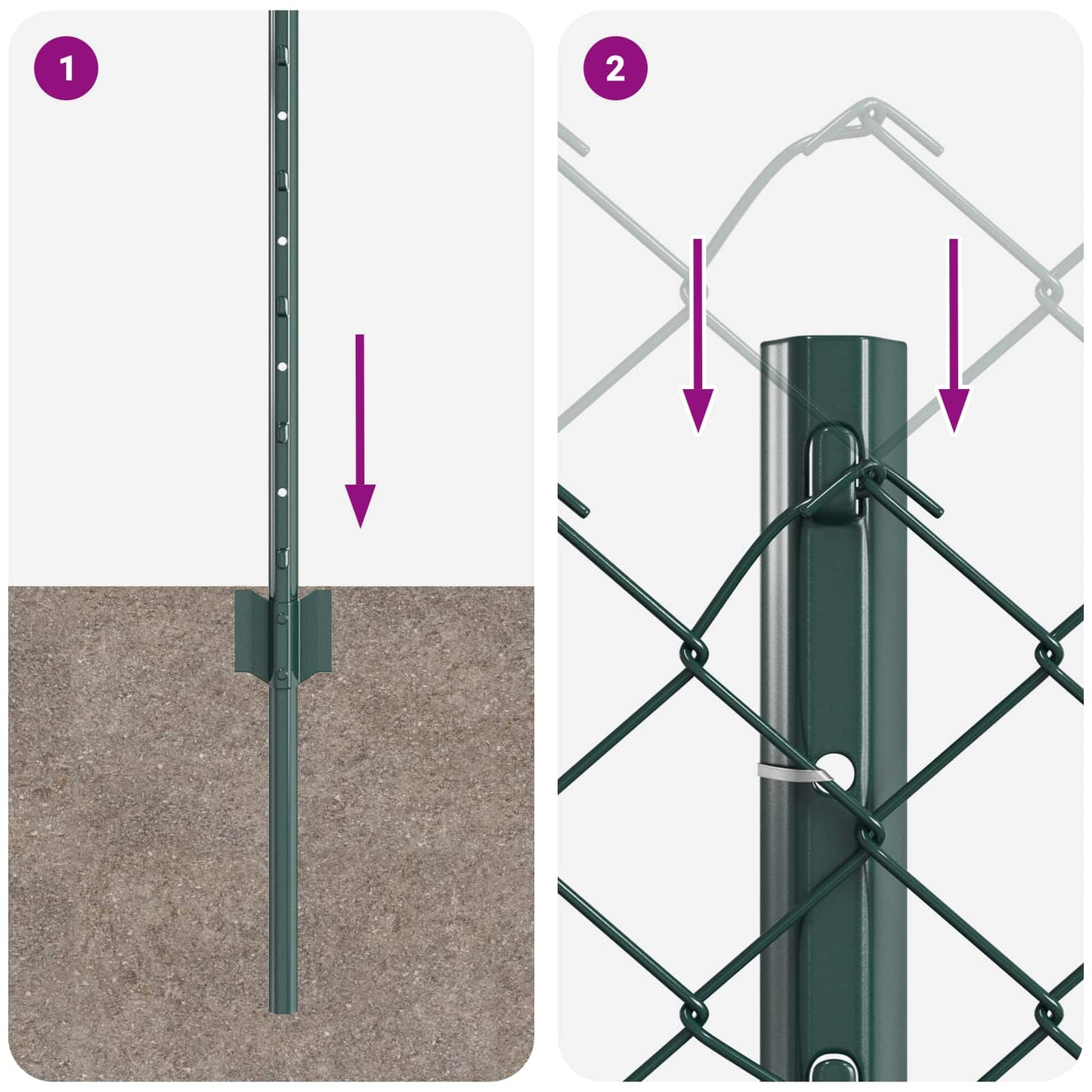vidaXL Zaun mit Pfosten Grün 0,6 x 10 m Stahl und PVC