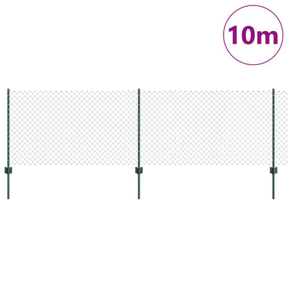 vidaXL Zaun mit Pfosten Grün 0,8 x 10 m Stahl und PVC