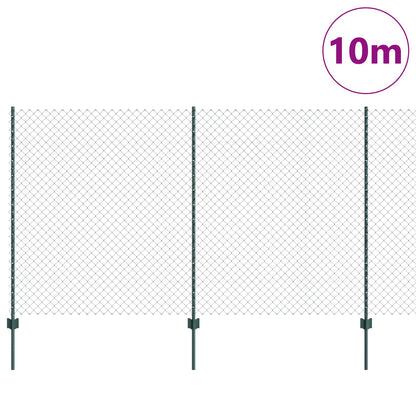 vidaXL Zaun mit Pfosten Grün 1,4 x 10 m Stahl und PVC