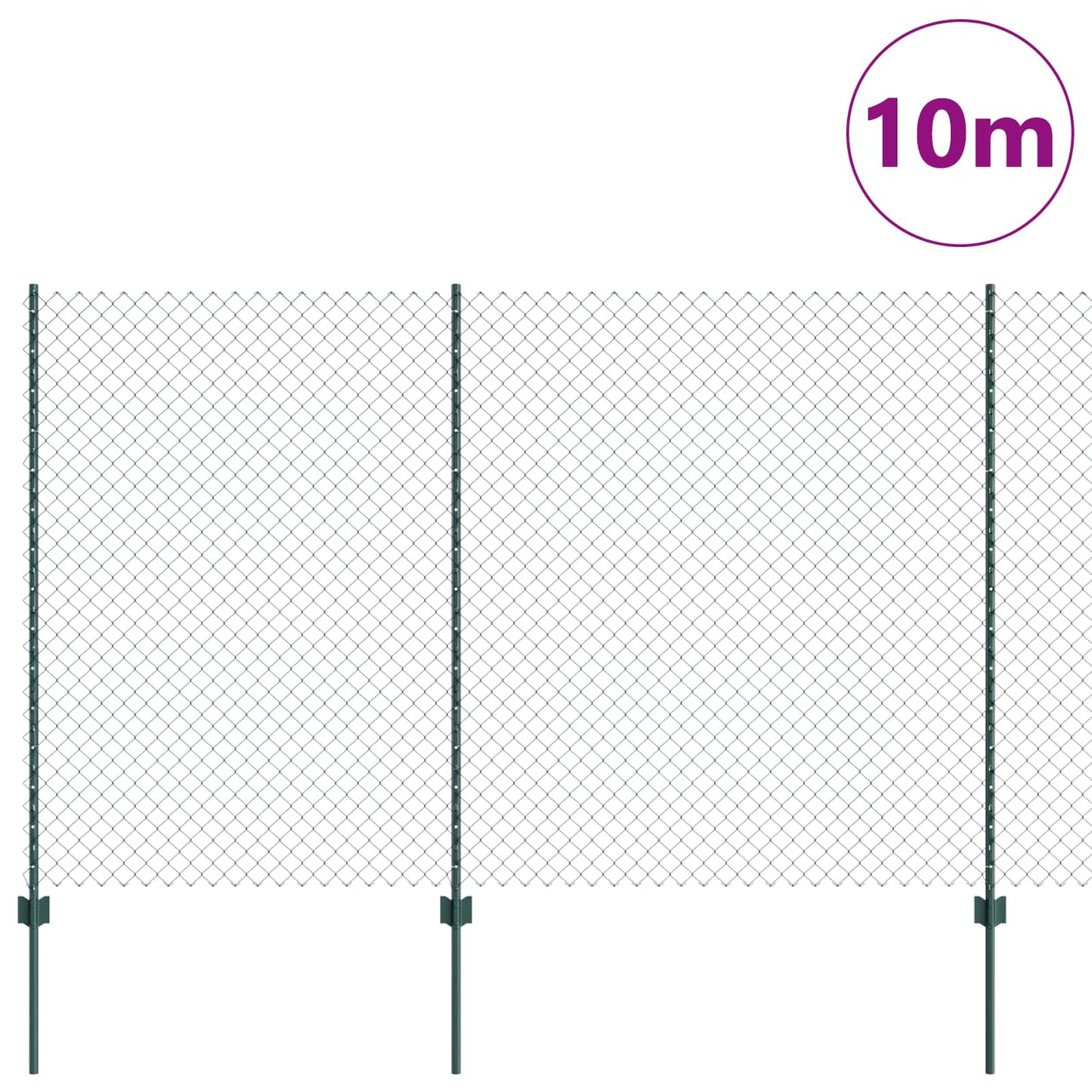 vidaXL Clôture avec Poteaux Vert 1,6 x 10 m Acier et PVC