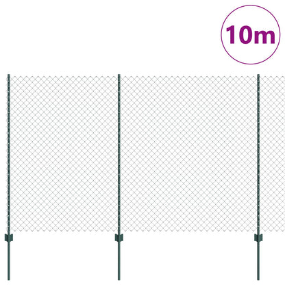 vidaXL Clôture avec Poteaux Vert 1,6 x 10 m Acier et PVC