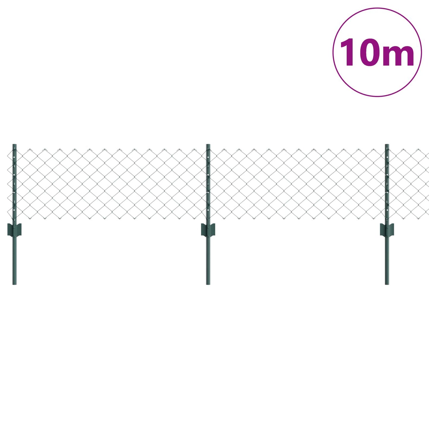 vidaXL Zaun mit Pfosten Grün 0,4 x 10 m Stahl und PVC