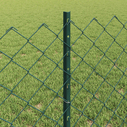vidaXL Zaun mit Pfosten Grün 0,6 x 10 m Stahl und PVC