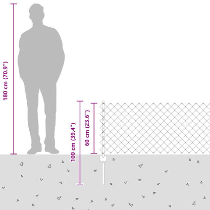 vidaXL Zaun mit Pfosten Grün 0,6 x 10 m Stahl und PVC