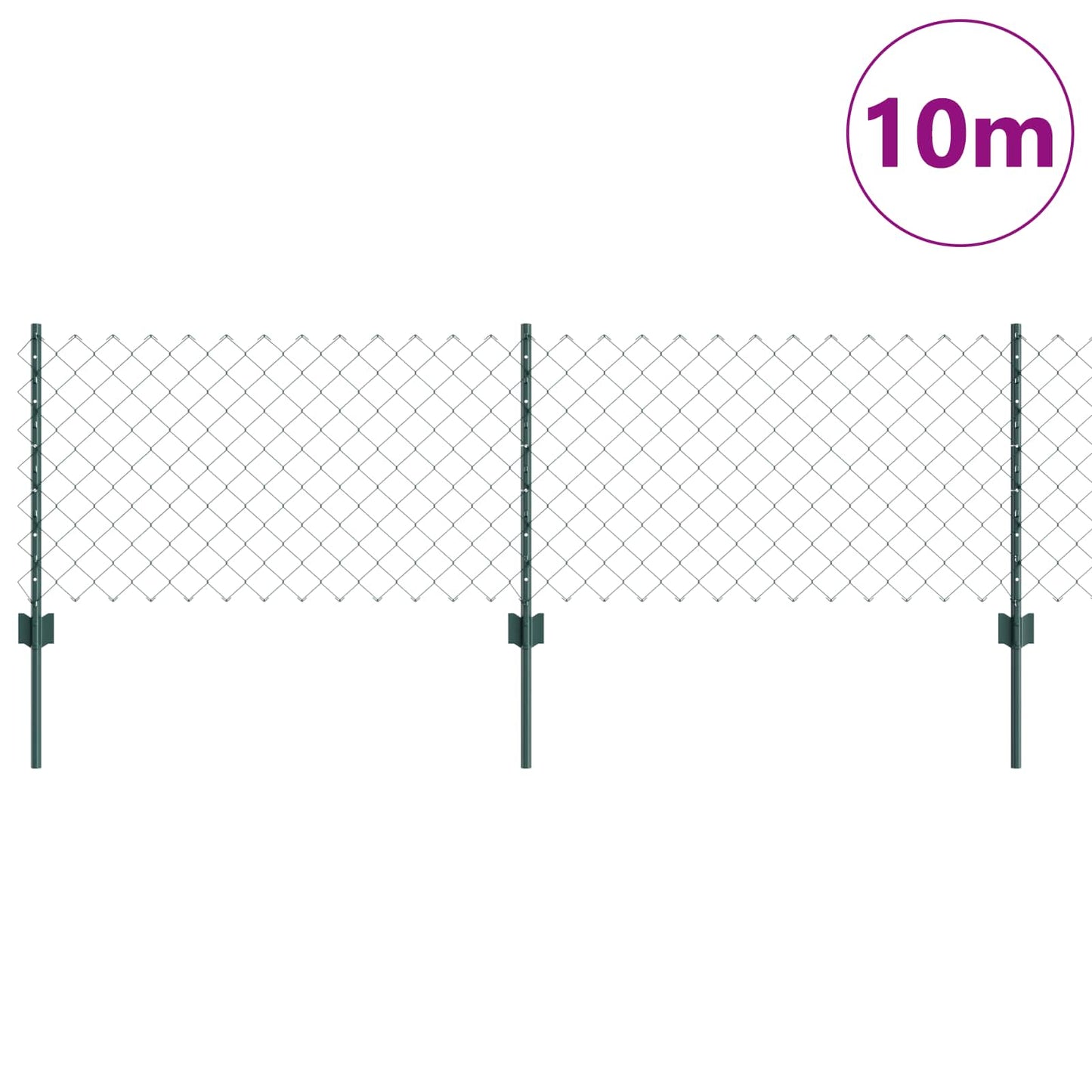 vidaXL Zaun mit Pfosten Grün 0,6 x 10 m Stahl und PVC