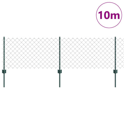 vidaXL Zaun mit Pfosten Grün 0,6 x 10 m Stahl und PVC
