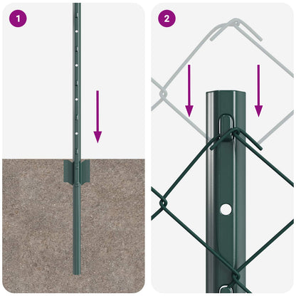 vidaXL Clôture avec poteaux Vert 0,8 x 10 m Acier et PVC