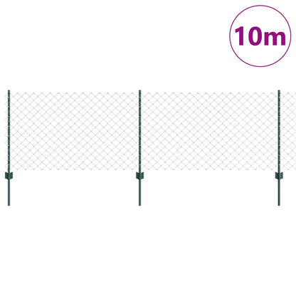 vidaXL Clôture avec poteaux Vert 0,8 x 10 m Acier et PVC