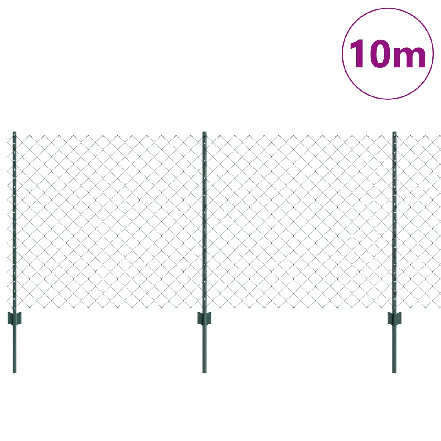 vidaXL Zaun mit Pfosten Grün 1 x 10 m Stahl und PVC