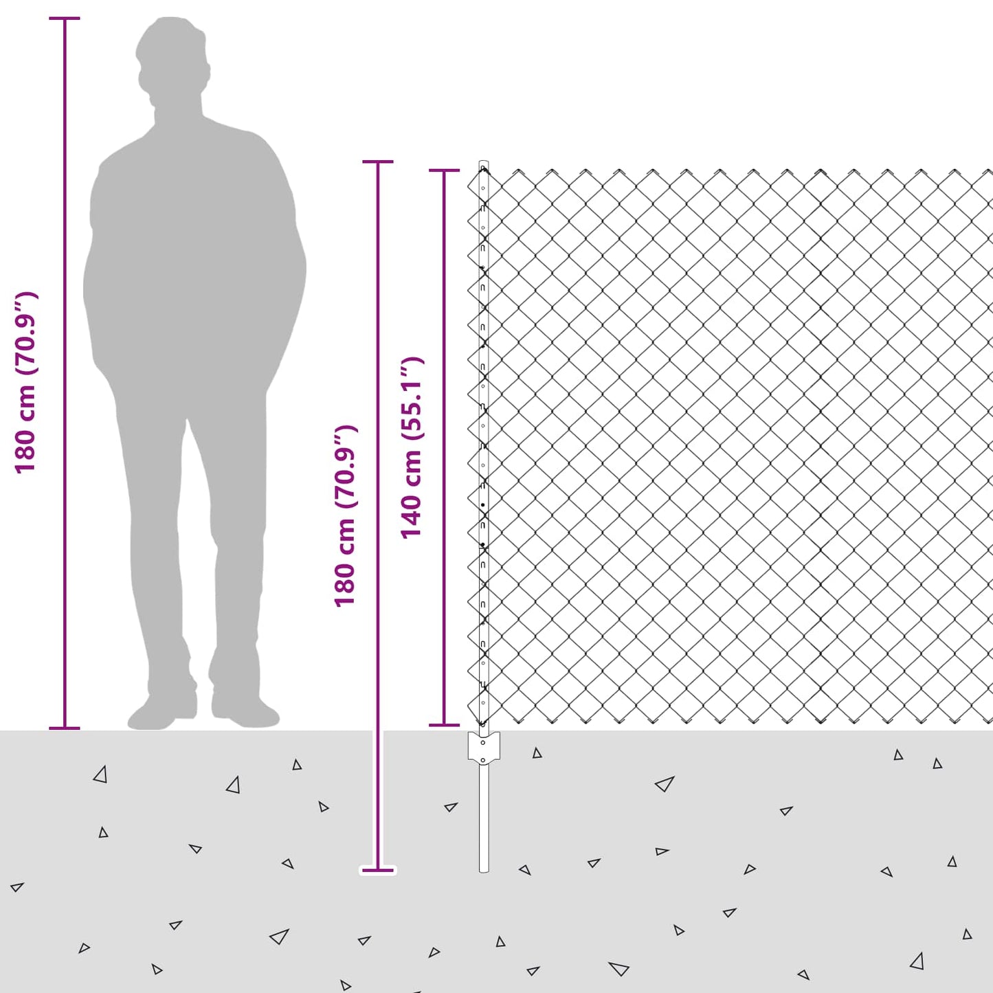 Zaun mit Pfosten Grün 1,4 x 10 m Stahl und PVC
