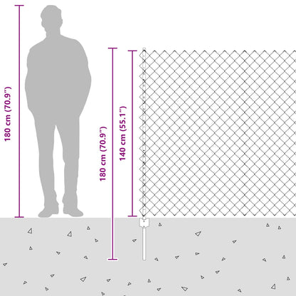 Zaun mit Pfosten Grün 1,4 x 10 m Stahl und PVC