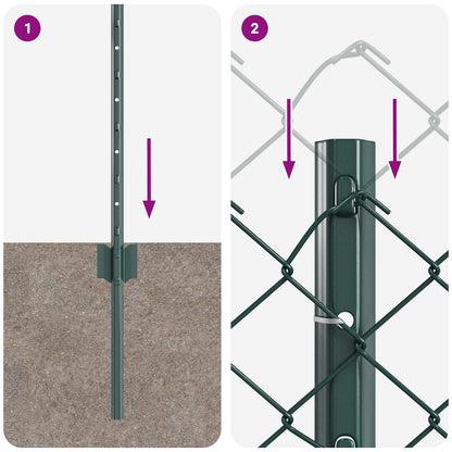 vidaXL Zaun mit Pfosten Grün 0,6 x 25 m Stahl und PVC