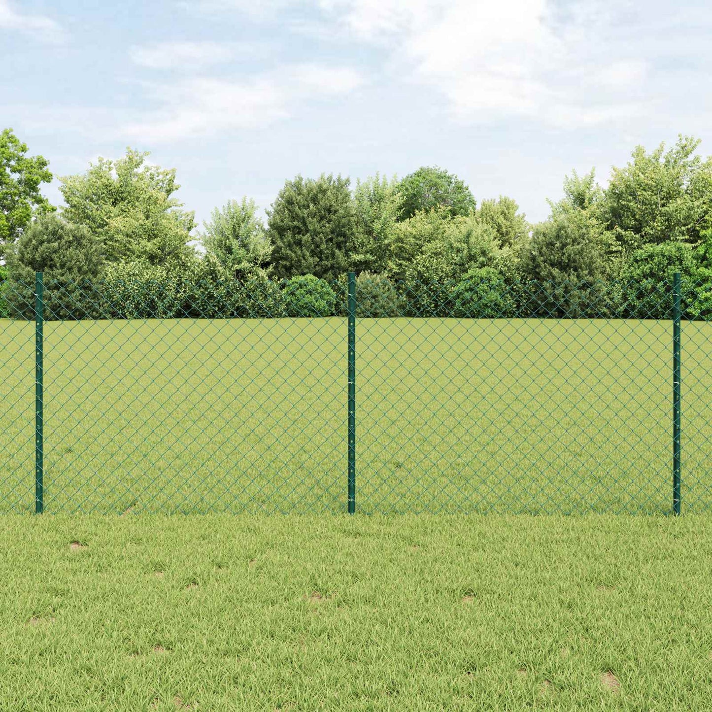 vidaXL Zaun mit Pfosten Grün 0,8 x 25 m Stahl und PVC