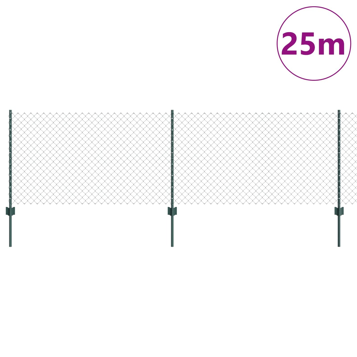 vidaXL Zaun mit Pfosten Grün 0,8 x 25 m Stahl und PVC