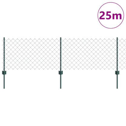 vidaXL Zaun mit Pfosten Grün 0,6 x 25 m Stahl und PVC