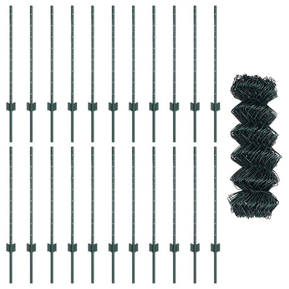 vidaXL Zaun mit Pfosten Grün 0,8 x 25 m Stahl