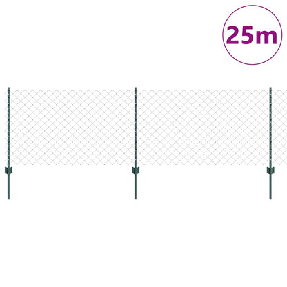 vidaXL Zaun mit Pfosten Grün 0,8 x 25 m Stahl