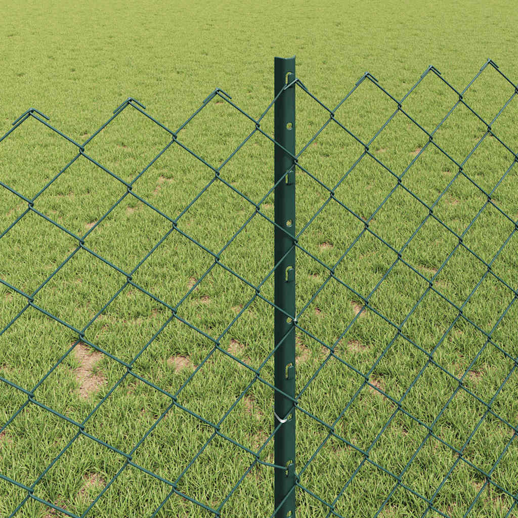 vidaXL Clôture avec poteaux vert 1 x 25 m Acier
