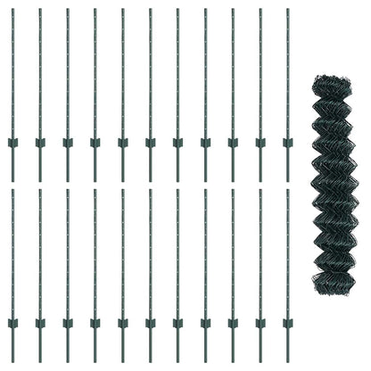 vidaXL Clôture avec poteaux vert 1 x 25 m Acier