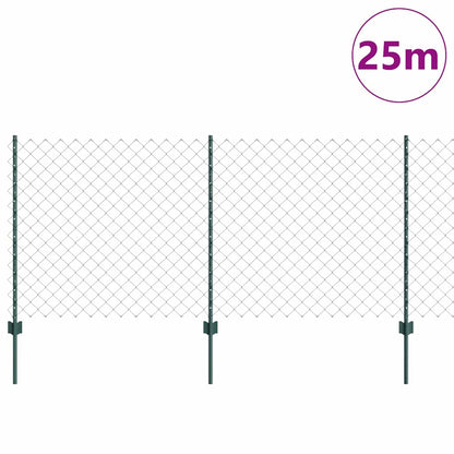 vidaXL Clôture avec poteaux vert 1 x 25 m Acier