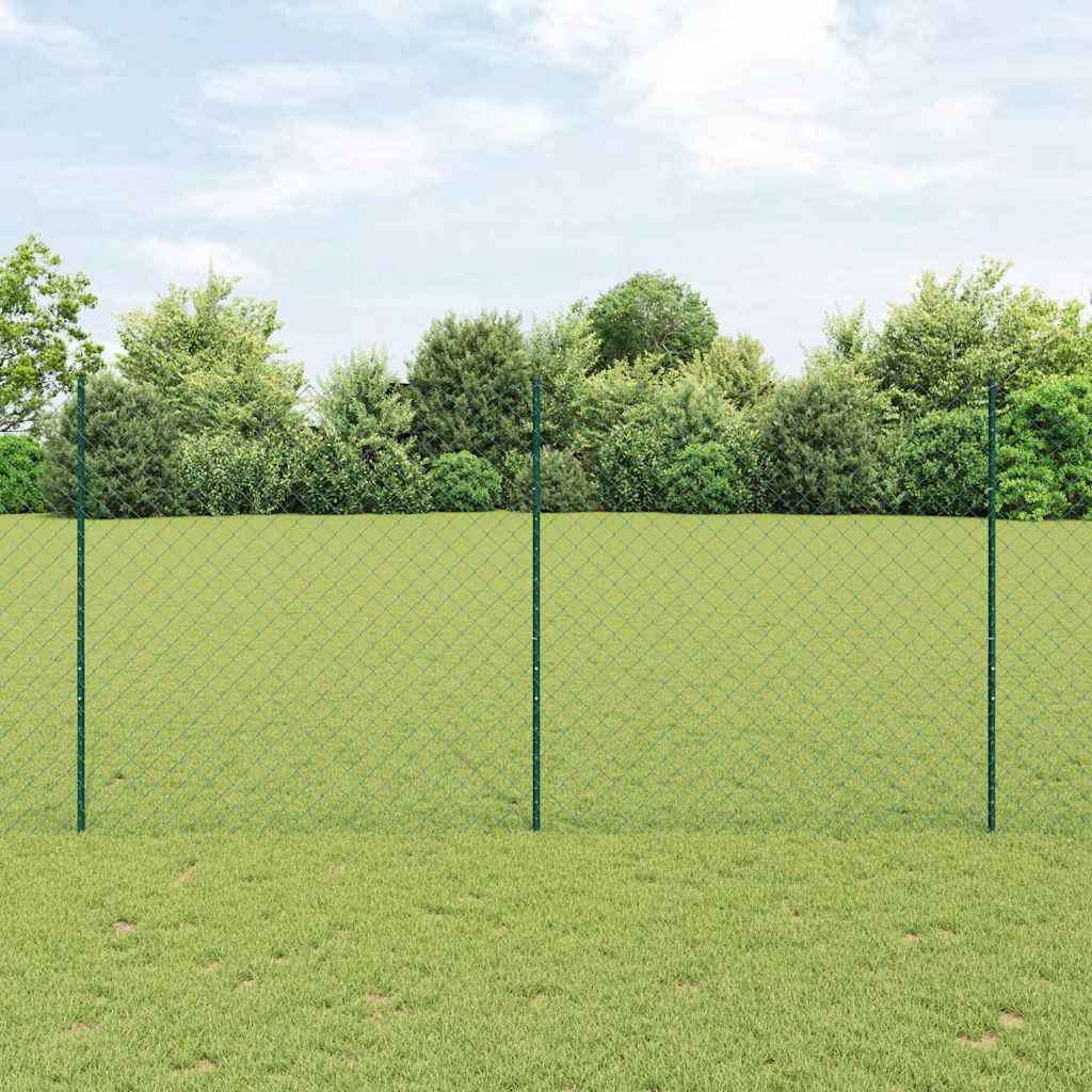 vidaXL Clôture avec poteaux vert 1,5 x 25 m Acier