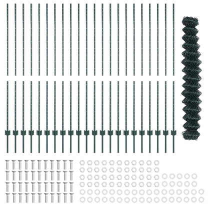vidaXL Clôture avec poteaux vert 1,5 x 25 m Acier