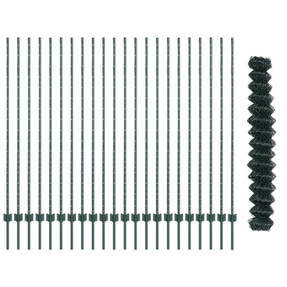 vidaXL Clôture avec poteaux vert 1,5 x 25 m Acier