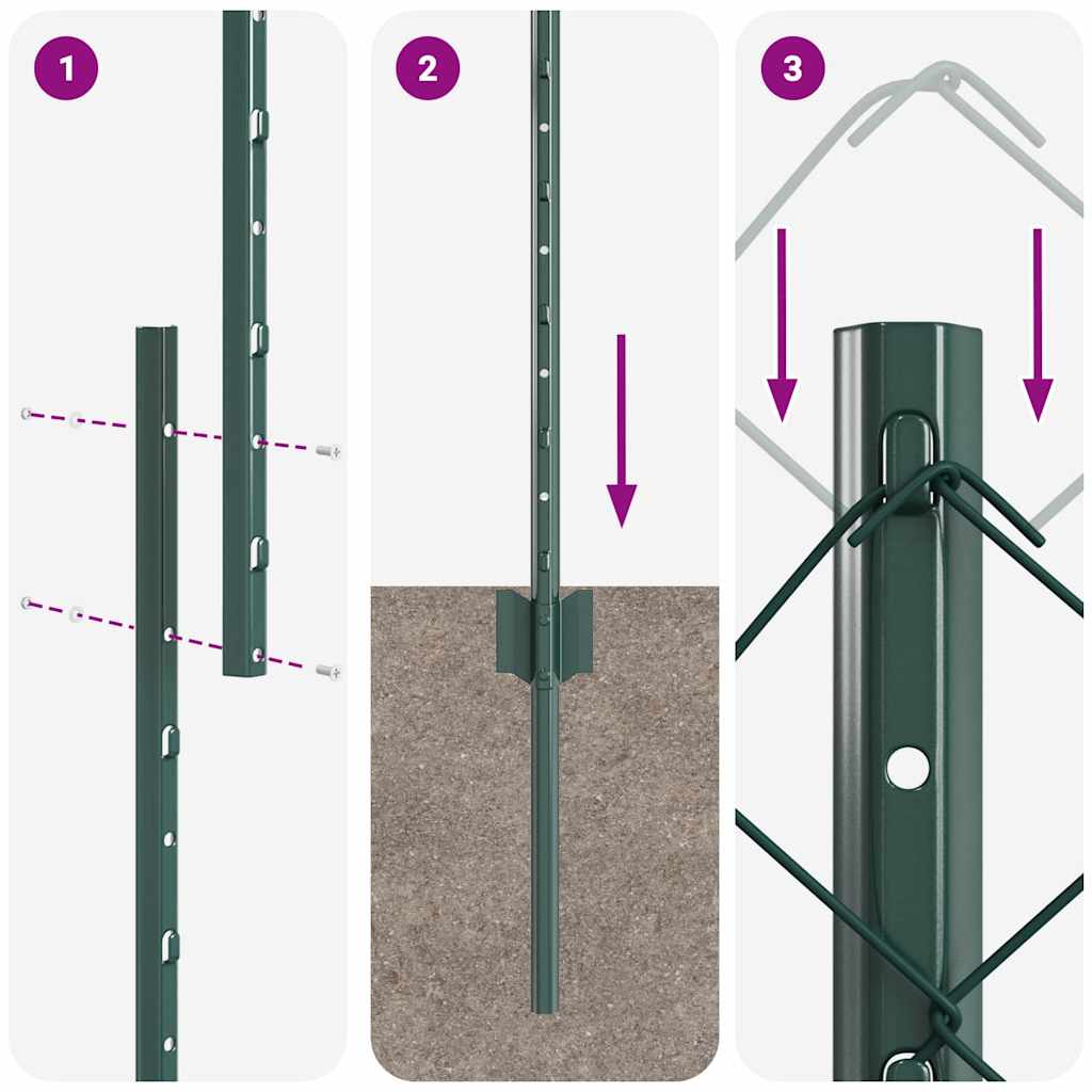 vidaXL Clôture avec poteaux vert 1,5 x 25 m Acier