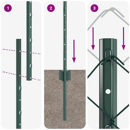 vidaXL Clôture avec poteaux vert 1,5 x 25 m Acier
