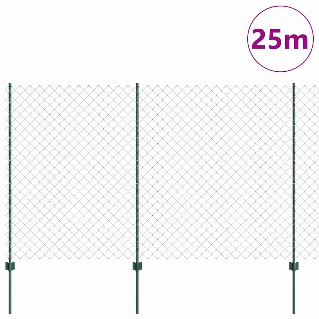 vidaXL Clôture avec poteaux vert 1,5 x 25 m Acier