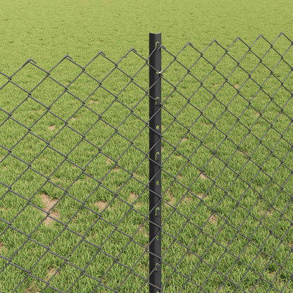 Zaun mit Pfosten Grau 1 x 10 m Stahl und PVC