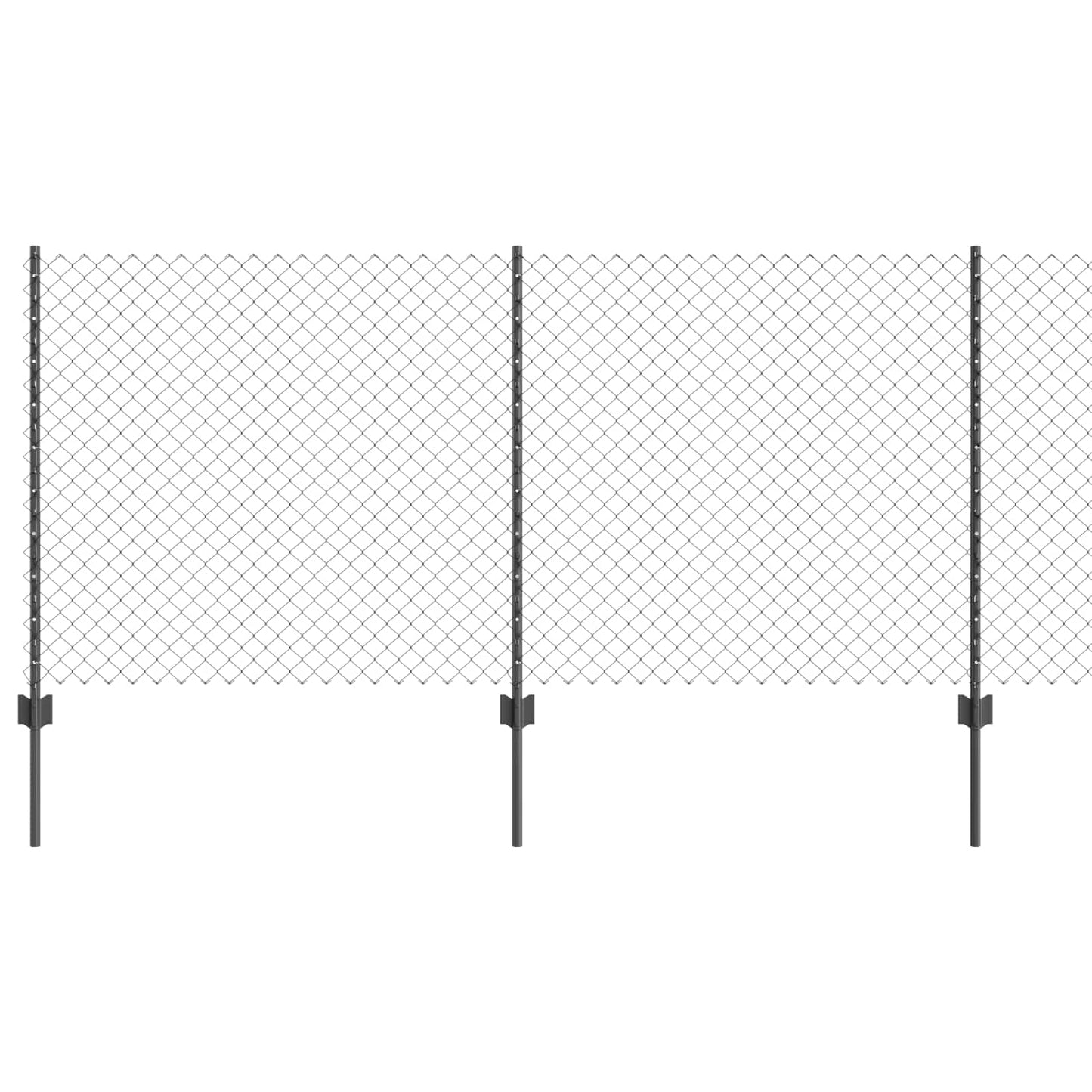 Zaun mit Pfosten Grau 1 x 10 m Stahl und PVC