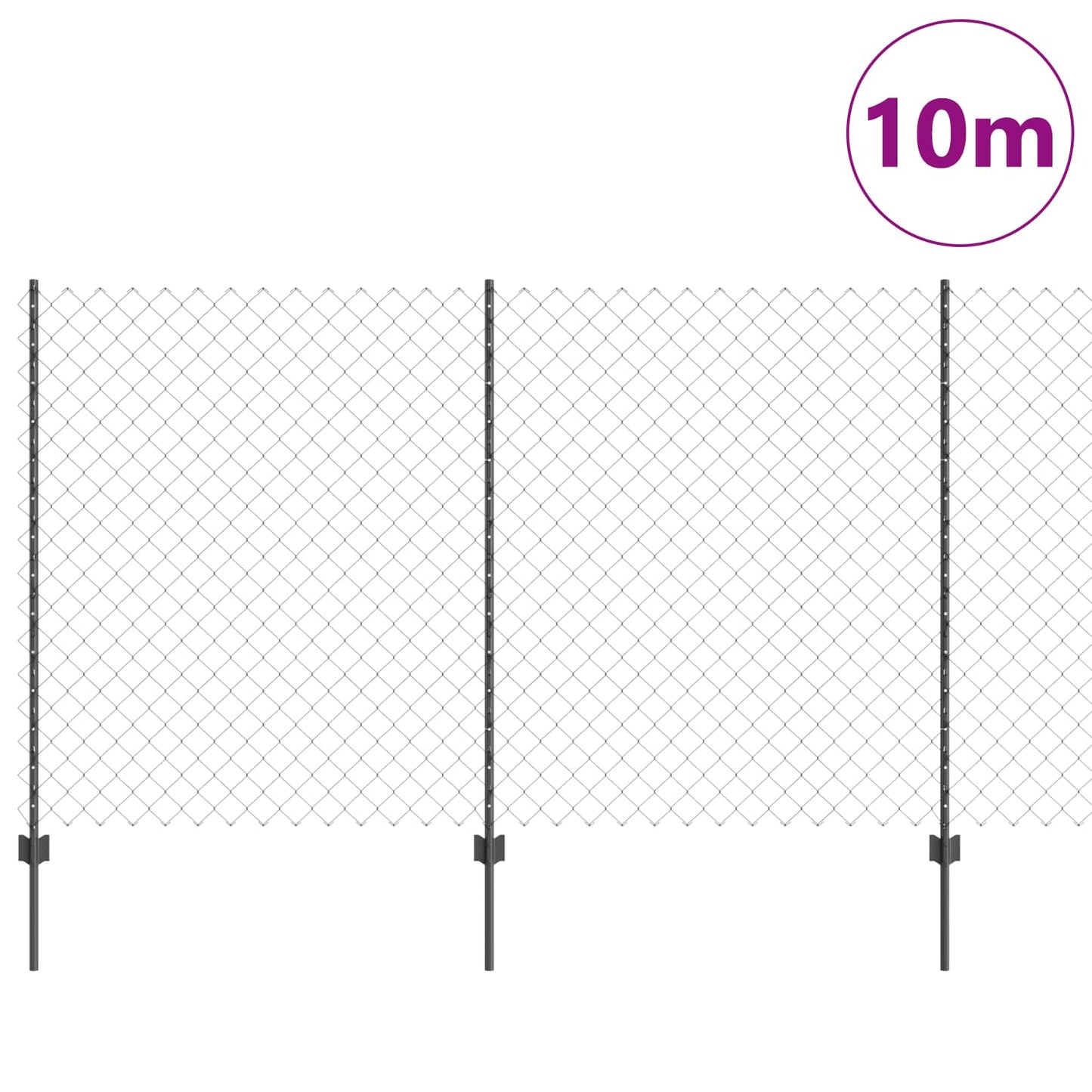 vidaXL Zaun mit Pfosten Grau 1,4 x 10 m Stahl und PVC