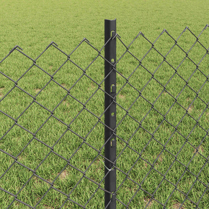 vidaXL Zaun mit Pfosten Grau 0,6 x 25 m Stahl und PVC