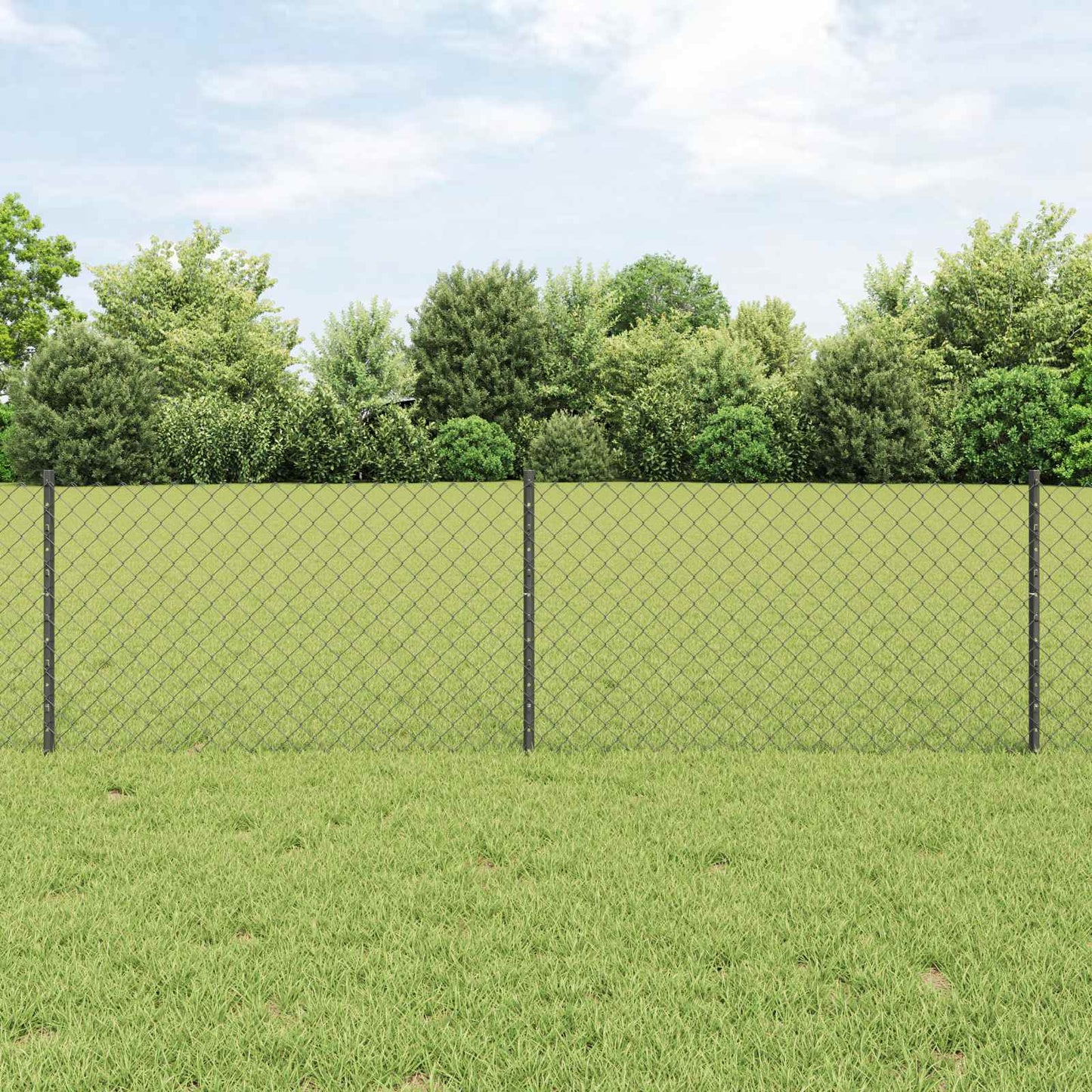 vidaXL Zaun mit Pfosten Grau 0,6 x 25 m Stahl und PVC